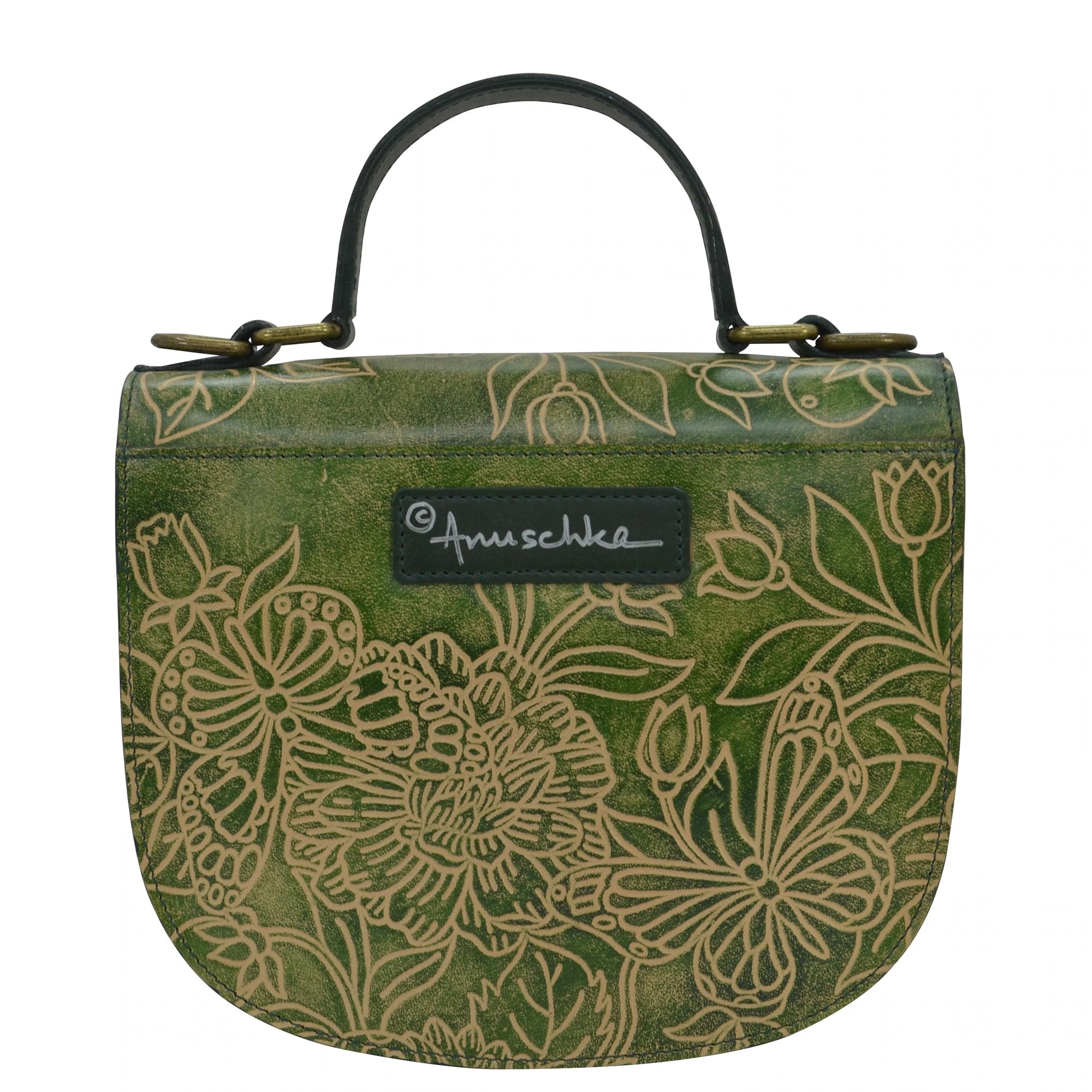 Anuschka Flap Crossbody Handbag 694 - Tooled Butterfly Jade