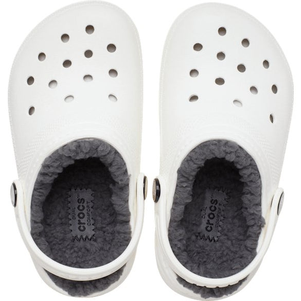 Crocs Toddler Classic Lined Clog - White/Grey
