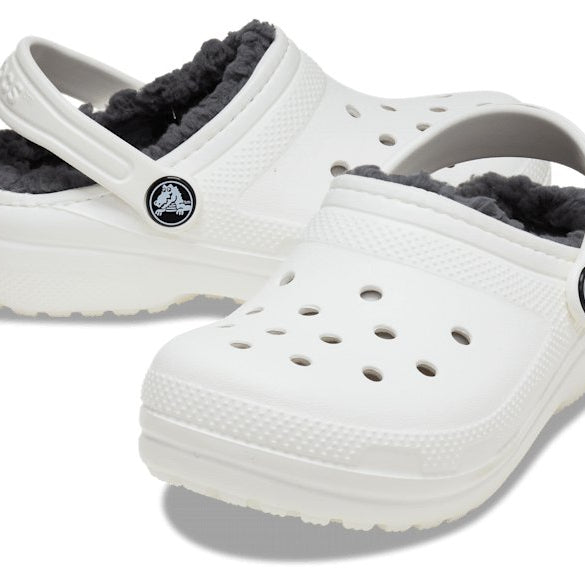 Crocs Toddler Classic Lined Clog - White/Grey