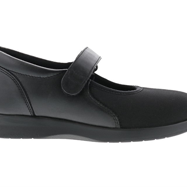 Drew Shoe Women's Bloom II Mary Jane - Black Leather/Black Stretch