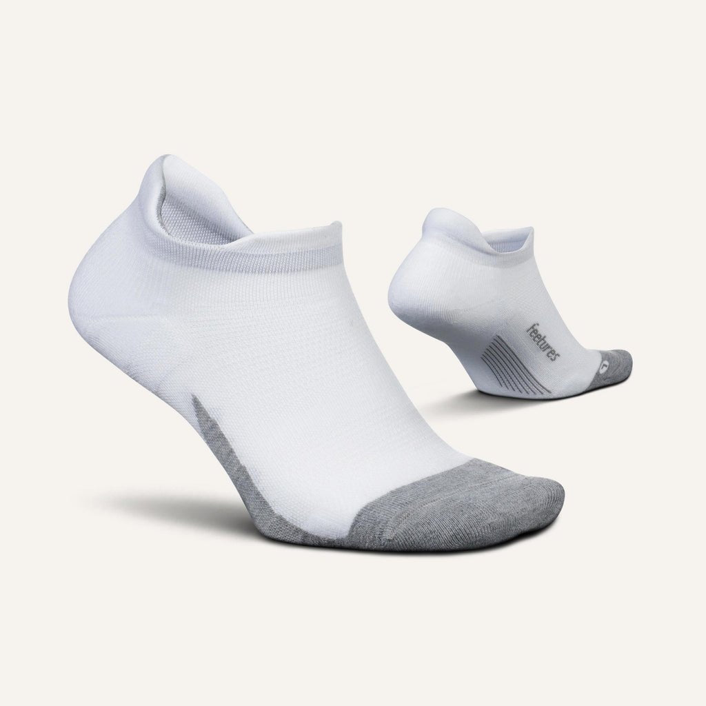 Feetures Elite Max Cushion No Show Tab Socks - White