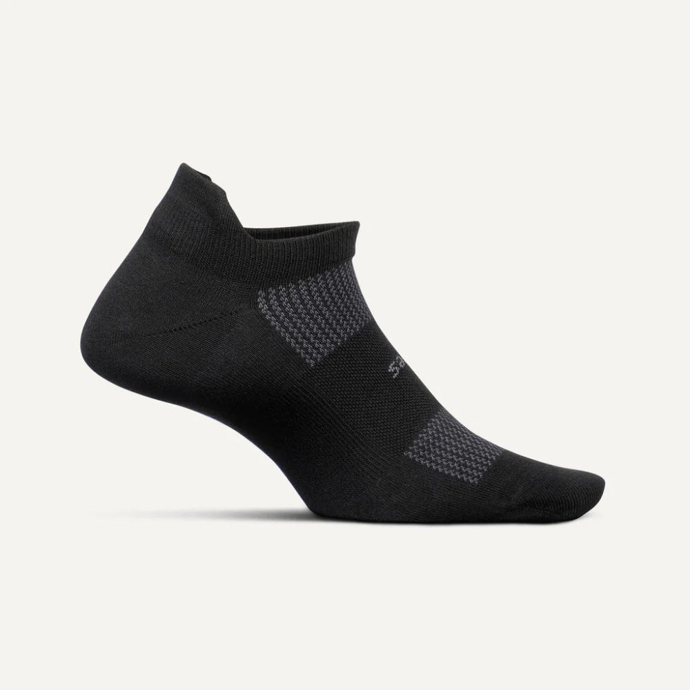 Feetures High Performance Max Cushion No Show Tab Socks - Black
