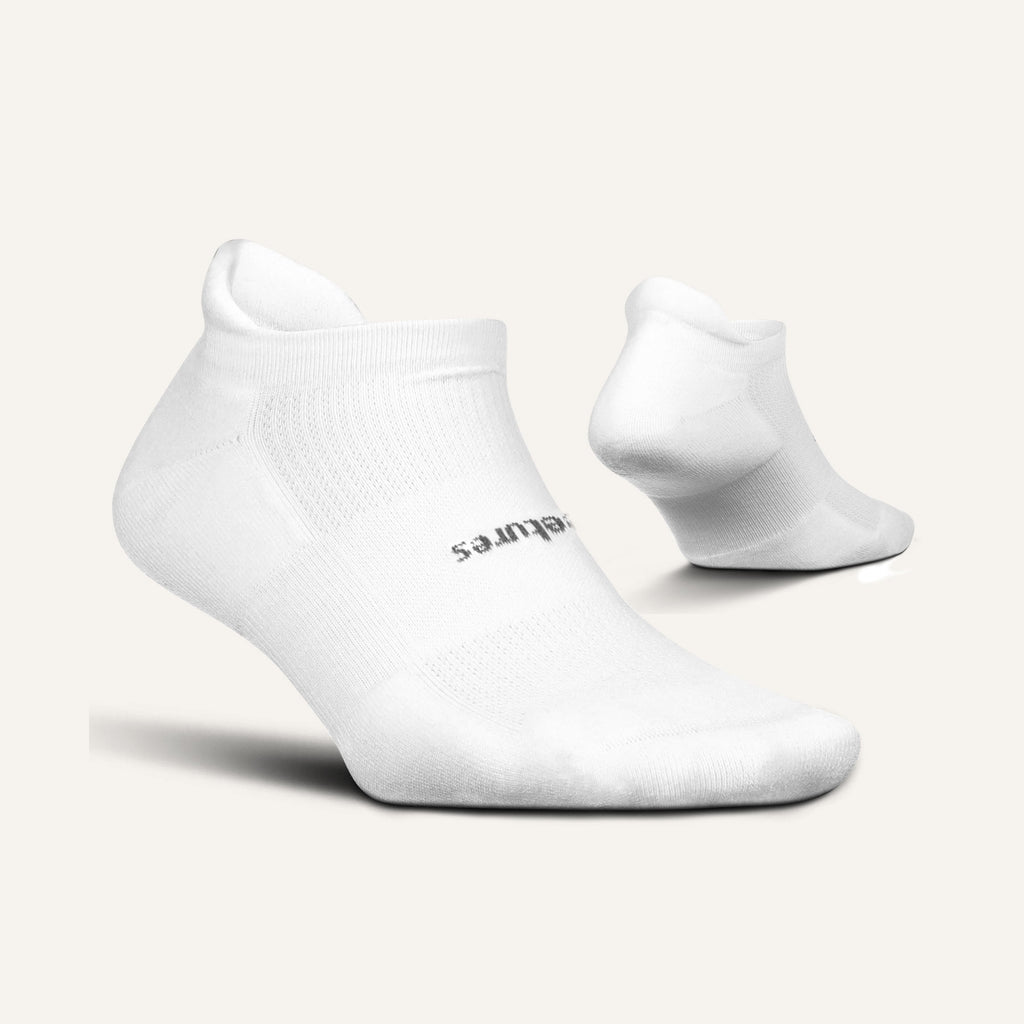 Feetures High Performance Ultra Light No Show Tab Socks - White
