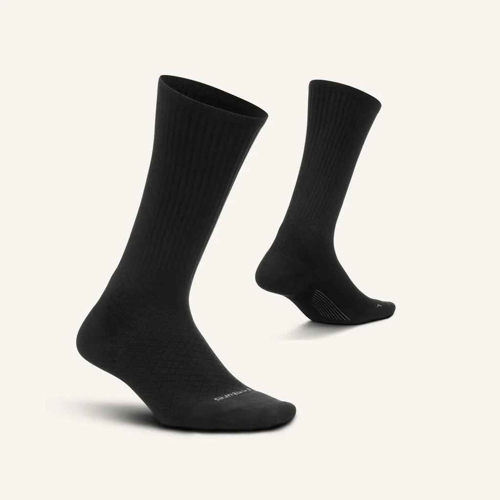 Feetures Plantar Fasciitis Relief Sock Light Cushion Crew - Black