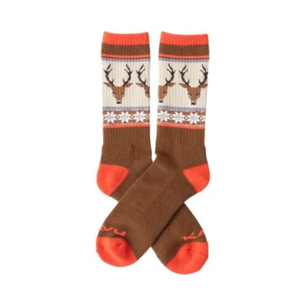 KAVU Moonwalk Crew Socks - Oh Deer