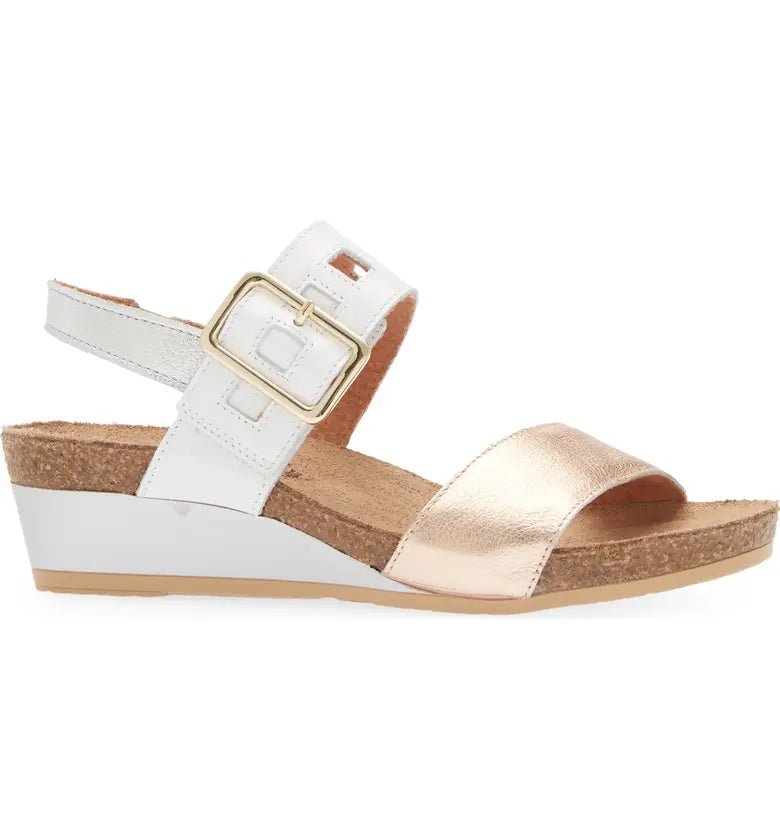 Naot Women's Dynasty Wedge Sandal - Soft Rose Gold/White Pearl/Soft Silver