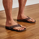 Olukai Men's Tuahine Leather Beach Sandals - Dark Wood