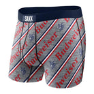 SAXX Men's Ultra Boxer Brief Underwear - Grey Criss Cross Budweiser