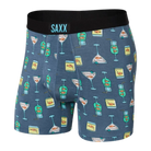 SAXX Men's Ultra Boxer Brief Underwear - Nautical Nightcap Blue
