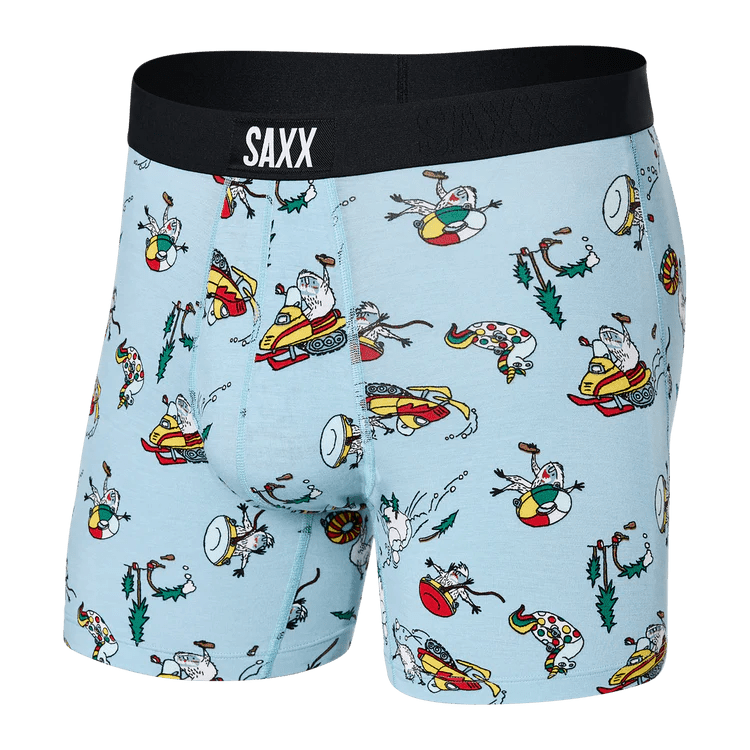SAXX Men's Vibe Super Soft Boxer Brief - Totally Tubular- Fog Blue