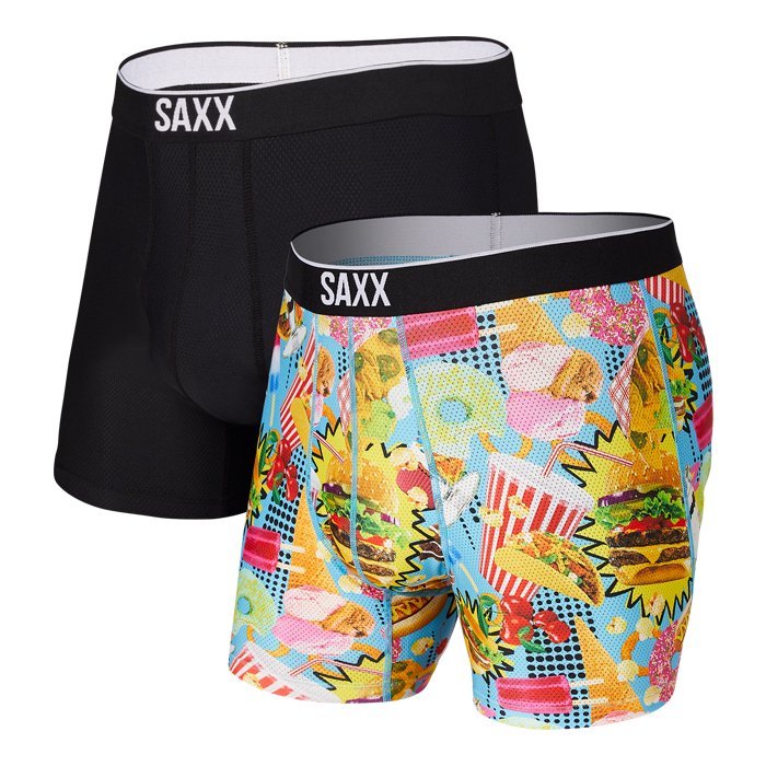SAXX Men's Volt 2-Pack Boxer Brief Underwear - Junk Food Fight/Black