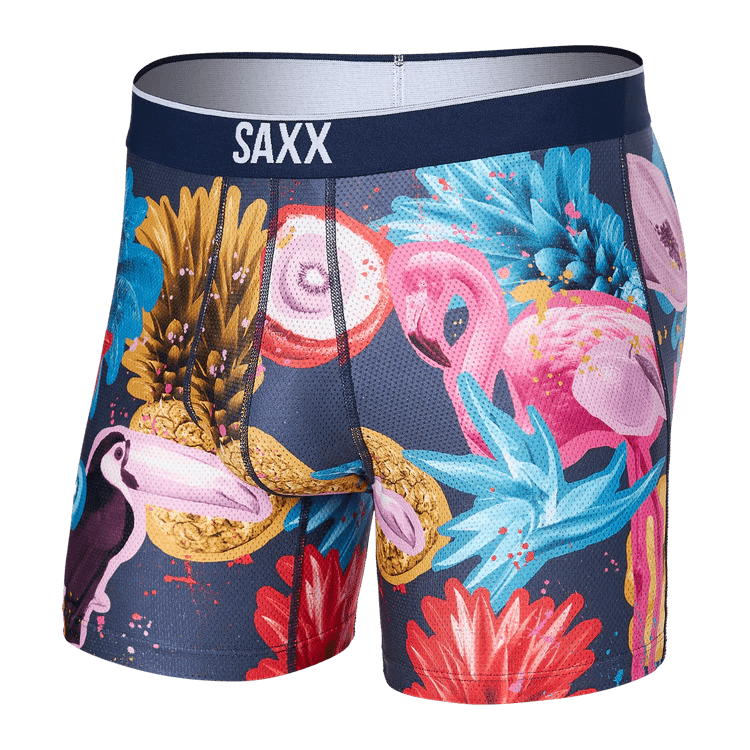 SAXX Men's Volt Breathable Mesh Boxer Brief - Tropical Punch- Blue