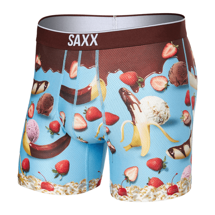 SAXX Men's Volt Breathable Mesh Boxer Brief - Two Scoops- Light Blue
