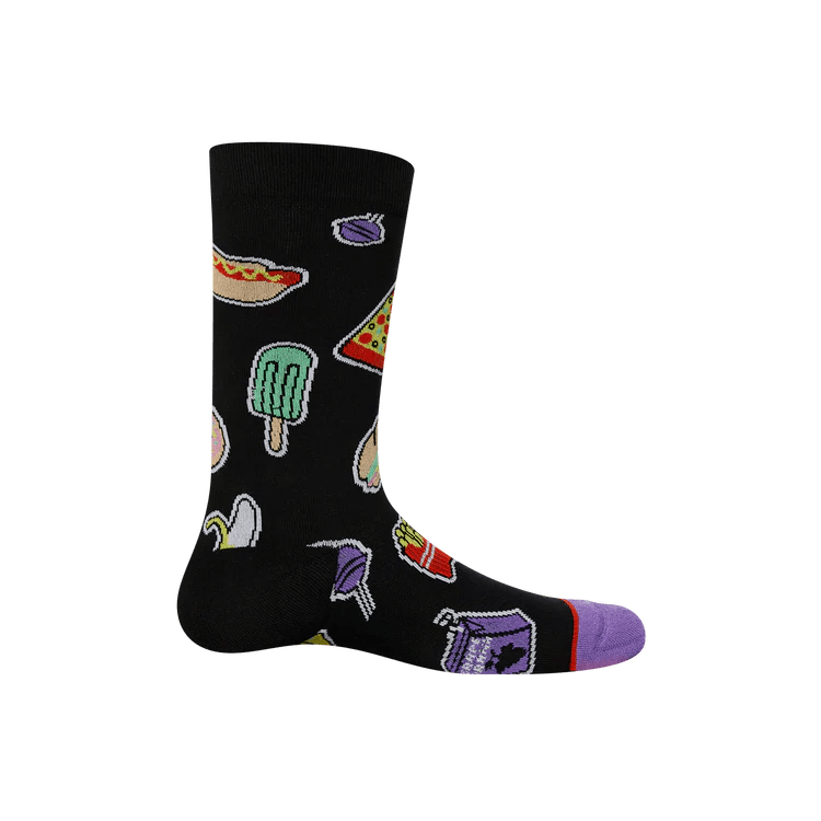 SAXX Men's Whole Package Crew Sock - Sticker Snacks- Black