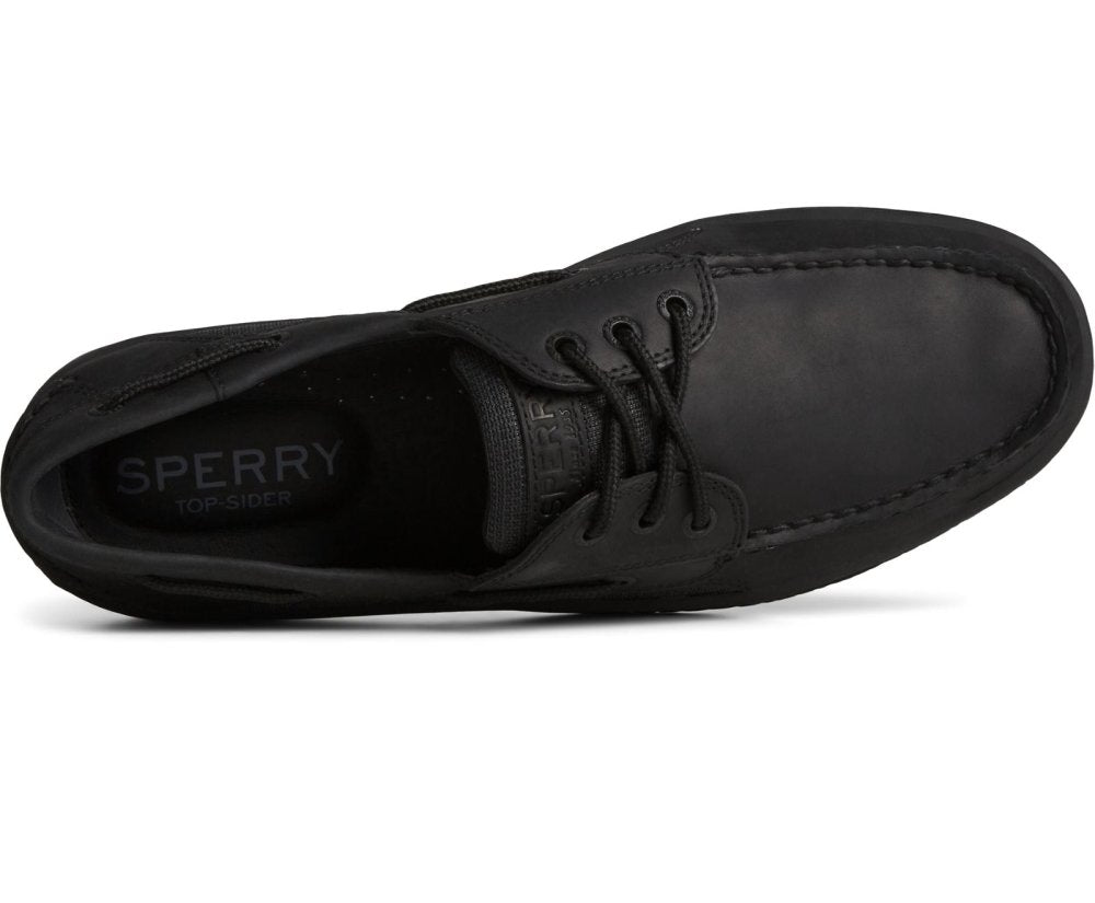 Sperry Men's Billfish 3-Eye Leather Boat Shoe - Black