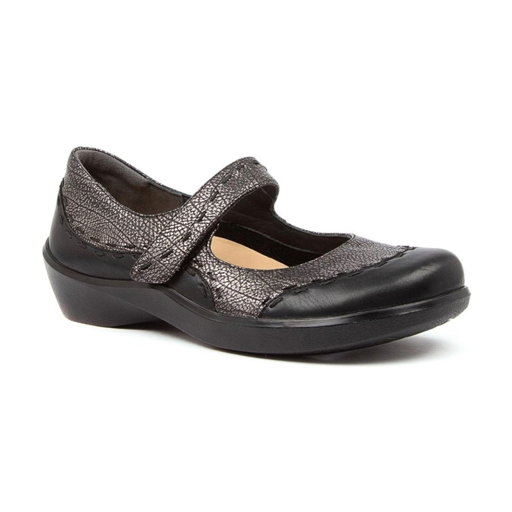 Ziera Shoes Women's Gummibear Mary Jane - Black Antique Pewter Leather